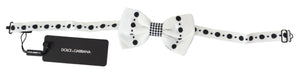 Dolce & Gabbana White Dotted Print Adjustable Neck Papillon Tie Dolce & Gabbana 