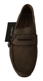 Dolce & Gabbana Brown Leather Flat Slip On Mocassin Shoes Dolce & Gabbana 