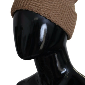 Dolce & Gabbana Brown Solid Knitted Fur Ball Winter Beanie Hat, Nahim - Luxury Wardrobe