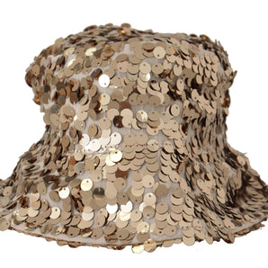 Dolce &amp; Gabbana Elegante sombrero de pescador dorado con lentejuelas