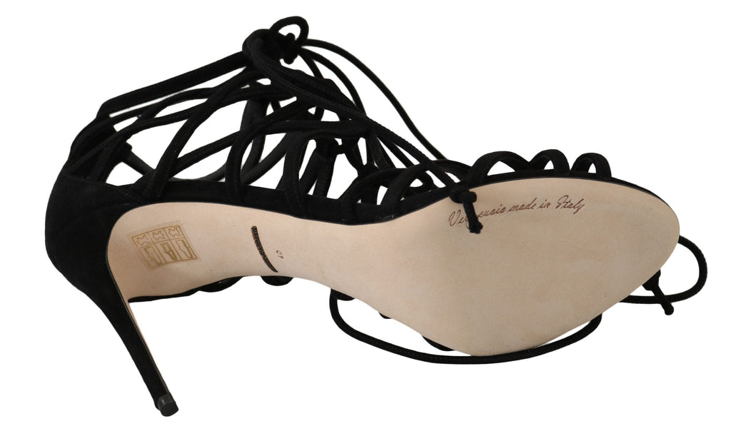 Dolce & Gabbana Black Suede Strap Stilettos Sandals Dolce & Gabbana 