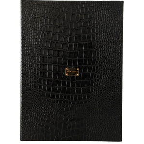 Dolce & Gabbana Black Leather Booklet Decor Mens Case Catalogue Folding Book, Nahim - Luxury Wardrobe