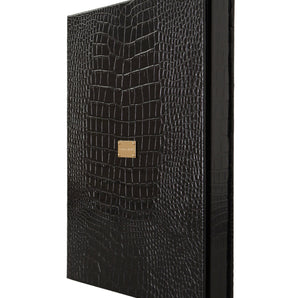 Dolce & Gabbana Black Leather Booklet Decor Mens Case Catalogue Folding Book, Nahim - Luxury Wardrobe