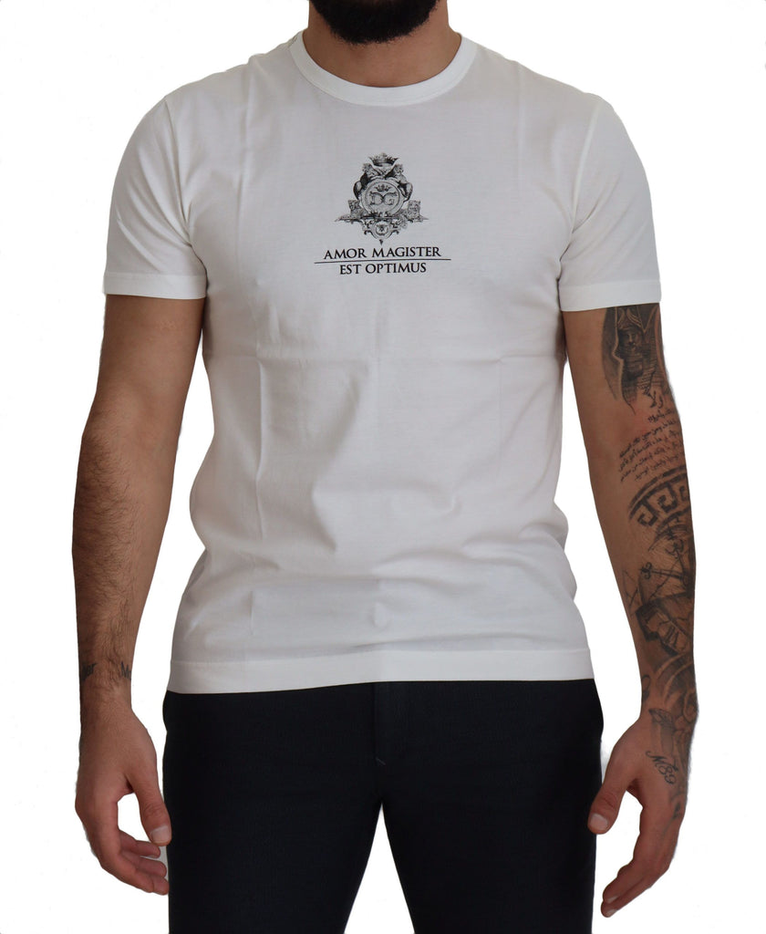 Dolce & Gabbana White Logo Cotton Amor Magister T-shirt– Nahim