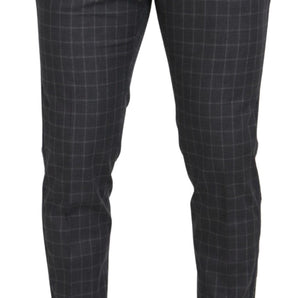 Dolce & Gabbana Grey Cotton Checkered Chino Pants