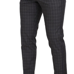 Dolce & Gabbana Grey Cotton Checkered Chino Pants