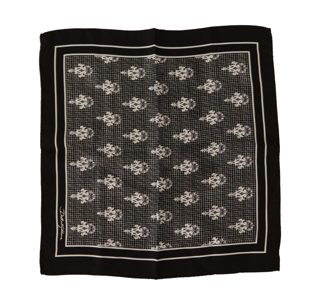 Dolce & Gabbana Black Patterned Square Men Handkerchief Scarf Dolce & Gabbana 