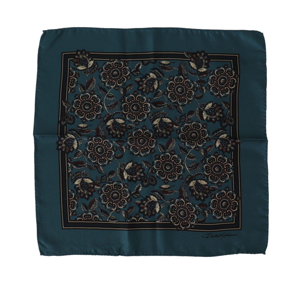 Dolce & Gabbana Blue Floral Silk Square Handkerchief Scarf Dolce & Gabbana 