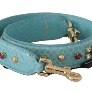 Dolce & Gabbana Blue Crystals Leather Bag Shoulder Strap, Nahim - Luxury Wardrobe