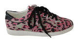 Dolce & Gabbana Pink Leopard Print Training Leather Flat Sneakers Dolce & Gabbana 