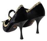 Dolce & Gabbana Black Velvet Gold Mary Janes Pumps Dolce & Gabbana 