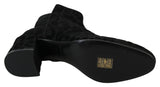 Dolce & Gabbana Black Leopard Short Boots Zipper Shoes Dolce & Gabbana 