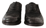 Dolce & Gabbana Black Leather Brogue Wing Tip Men Formal Shoes Dolce & Gabbana 