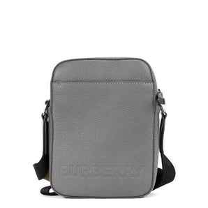 Burberry Thornton Bolso bandolera pequeño de piel granulada con logo en relieve gris