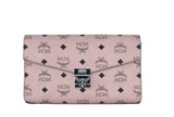 MCM Medium Soft Pink Signature Diamond Logo Leather Clutch Crossbody Handbag MCM 