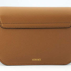 Versace Elegante bolso de hombro en piel de becerro en marrón