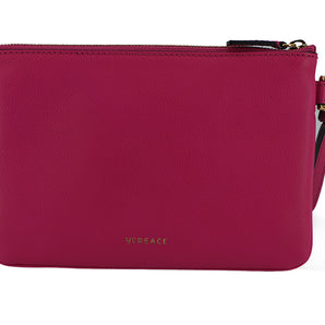 Versace elegante bolso de mano de cuero rosa