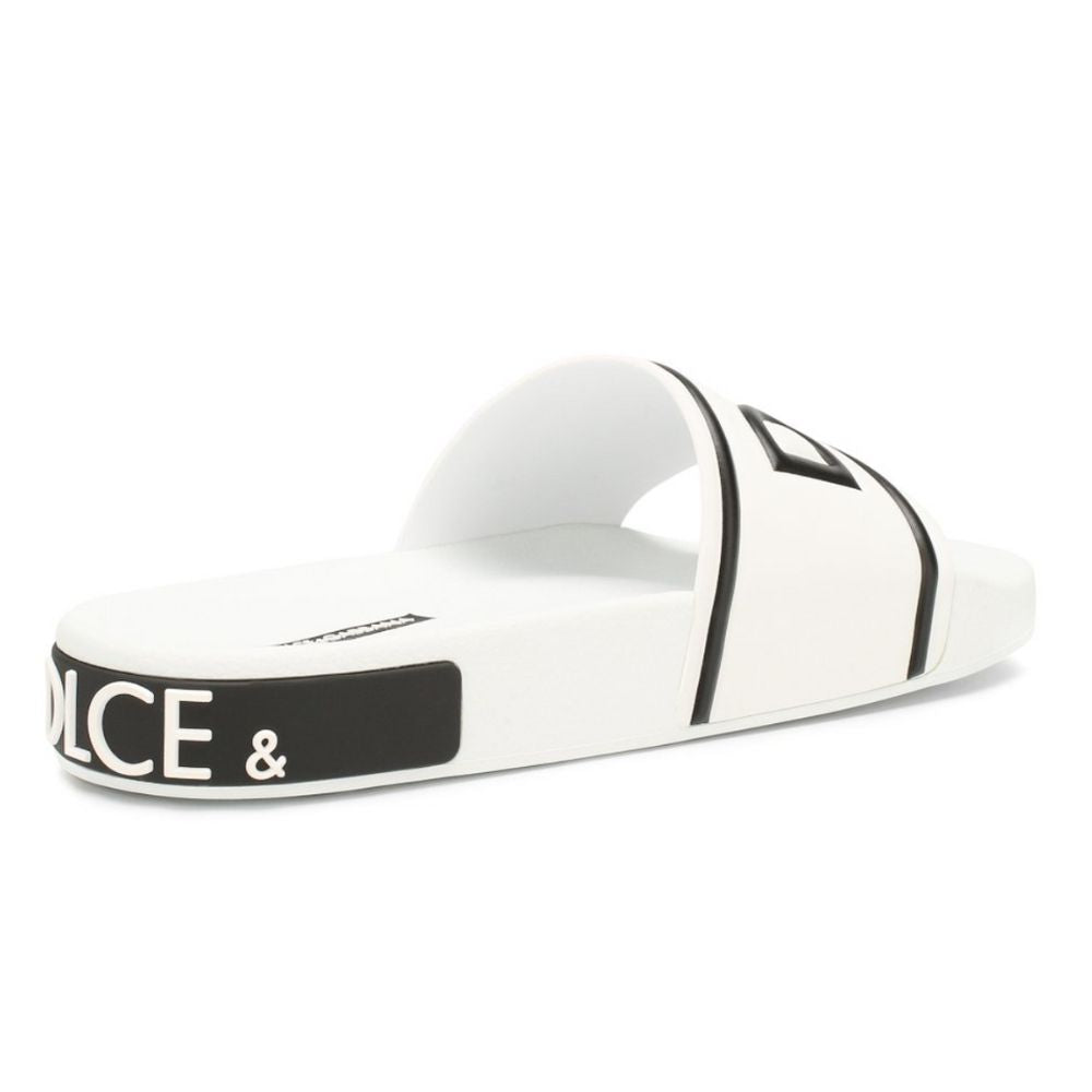Dolce & Gabbana Chic White Logo Slides for Elevated Comfort
