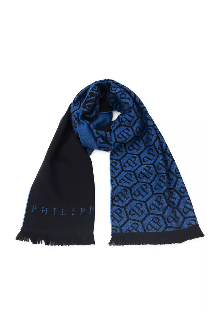 Philipp Plein Blue Wool Scarf Philipp Plein 