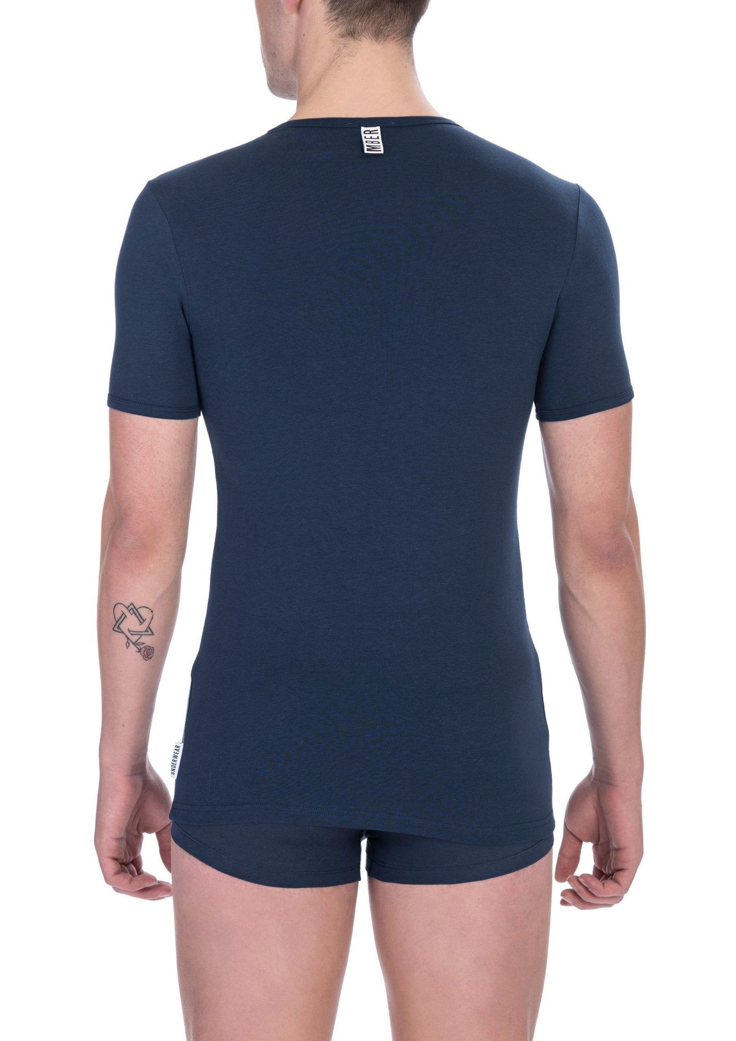 Bikkembergs Sleek V-Neck Cotton Blend T-Shirt