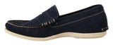 Pollini Blue Suede Low Top Mocassin Loafers Casual Men Shoes Pollini 