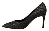 Sofia Black Leopard Leather Stiletto High Heels Pumps Shoes Sofia 