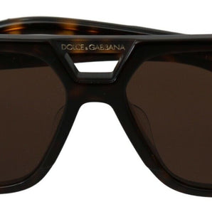 Dolce &amp; Gabbana Elegantes gafas de sol de hombre con estampado marrón