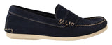 Pollini Blue Suede Low Top Mocassin Loafers Casual Men Shoes Pollini 