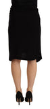 PLEIN SUD Black High Waist Pencil Knee Length Viscose Skirt