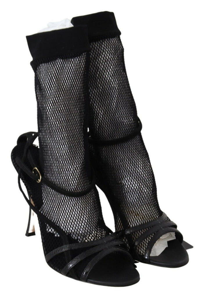 Dolce & Gabbana Black Suede Short Boots Sandals Shoes Dolce & Gabbana 