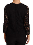 Dolce & Gabbana Black Floral Lace Nylon Blouse Top
