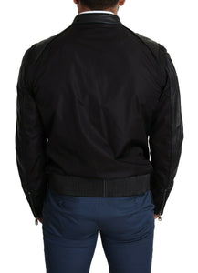 Dolce & Gabbana Black Nylon Full Zip Men Bomber Coat Jacket