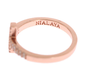 Nialaya Pink Gold 925 Silver Womens Cross CZ Ring Nialaya 