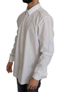Dolce & Gabbana White 100% Cotton GOLD Slim Dress Shirt
