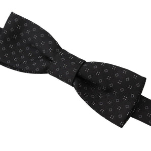 Dolce &amp; Gabbana Exclusive Silk Patterned Black Bow Tie