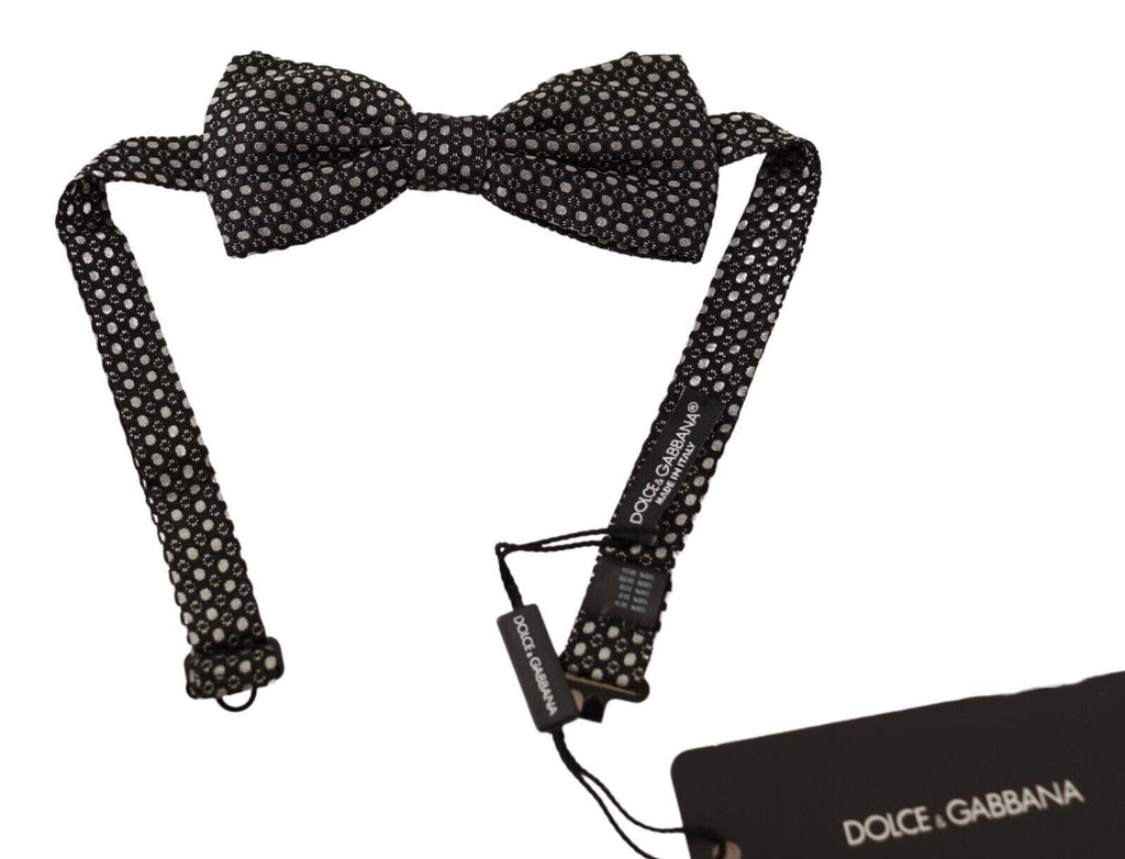 Dolce & Gabbana Black Patterned Adjustable Neck Papillon Bow Tie Dolce & Gabbana 