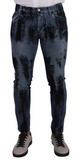 Dolce & Gabbana Blue Black Cotton Skinny Denim Jeans