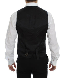Dolce & Gabbana Black Wool Logo Dress Gilet Vest Dolce & Gabbana 