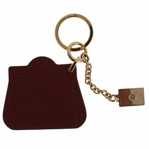 Dolce & Gabbana Brown Leather Miss SICILY Gold Finder Chain Keychain, Nahim - Luxury Wardrobe