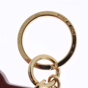 Dolce & Gabbana Brown Leather Miss SICILY Gold Finder Chain Keychain, Nahim - Luxury Wardrobe