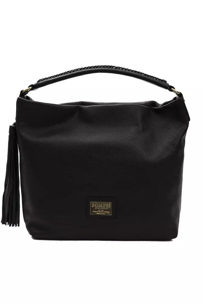 Pompei Donatella Black Leather Shoulder Bag Pompei Donatella 