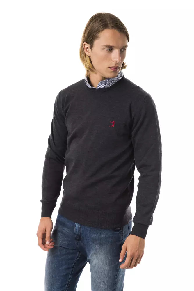 Uominitaliani Gray Merino Wool Sweater Uominitaliani 