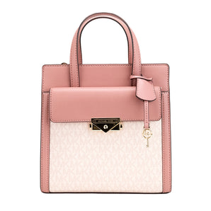 Michael Kors Cece Small Pink PVC North South Flap Tote Crossbody Bag Purse, Nahim - Luxury Wardrobe